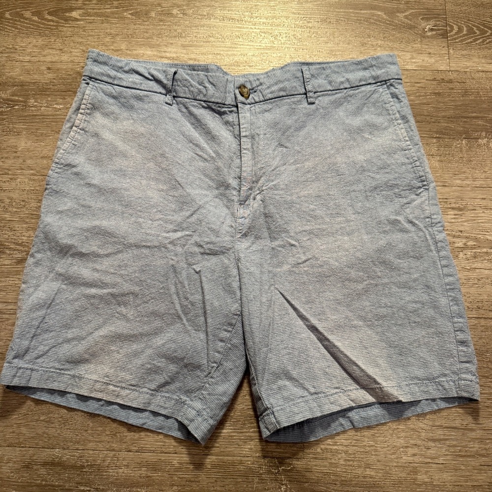 Old Navy Shorts Mens 38 Blue Linen Blend Slim Fit Casual Summer Beach 8" Costal